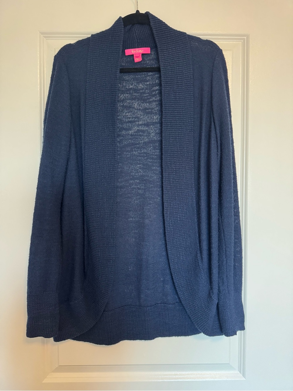Lilly Pulitzer Navy Blue Amalie Open-Front Shawl Cardigan Sweater